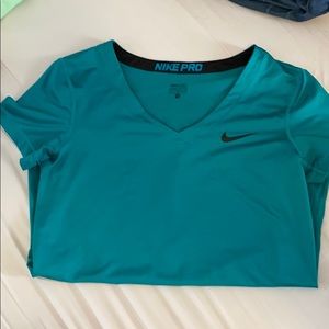 Teal Nike Pro Short Sleeve Shirt